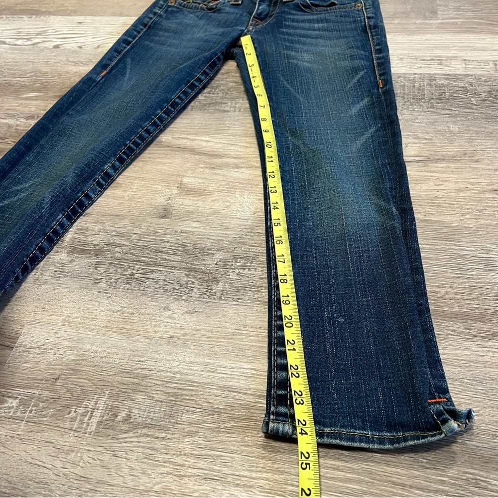 True Religion Western Medium Blue Straight Leg Jeans with Contrast Stitching - Picture 10 of 13